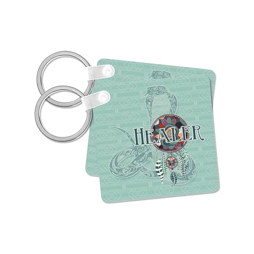 3dRose, Snake Native American Animal Spirit with Dream Catcher Healer, set of 4 Key Chains