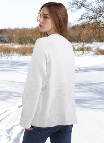 Image of Women's Oversized Crewneck Sweaters, Long Sleeve Fuzzy Knit Casual Chunky Warm Fall Pullover Sweaters Top Trendy Outfits