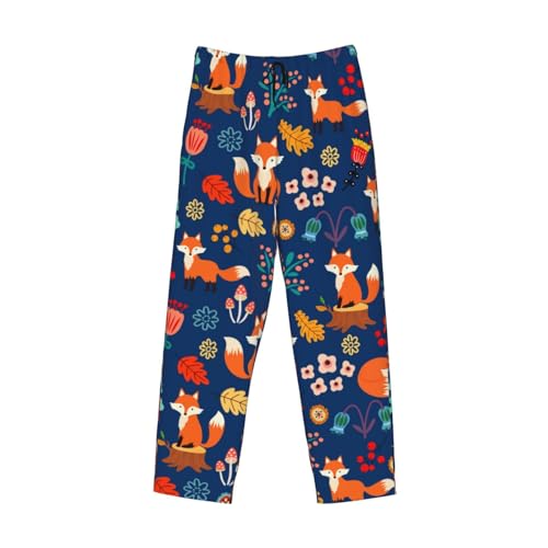 Orange Fox on Blue Background Pajama Pants for Men, Men's Separate Bottoms, Lounge Pants, Funny, Humorous4
