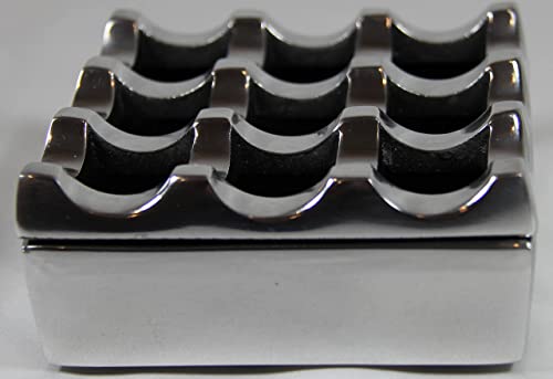 U.like Relax Zone Ashtray Made From Aluminum Metal, Wind Resistant Ash Tray For Small Cigars / Cigarillos /Cigarette Ashtray, 9 Grids/ Holes, Windproof Hand Crafted (Silver) #TOP4