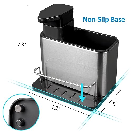RedCall Soap Dispenser for Kitchen Sink, 3-in-1 Sponge Holder for Kitchen Sink Caddy, Stainless Steel Kitchen Sink Organizer Tray Drainer Rack, Rustproof Dish Soap Dispenser Brush Holder Countertop by RedCall - Image 6