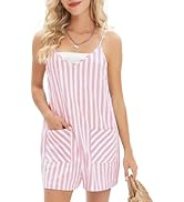EXLURA Women's 2025 Summer Casual Sleeveless Striped Rompers Loose Spaghetti Strap Shorts Overall...