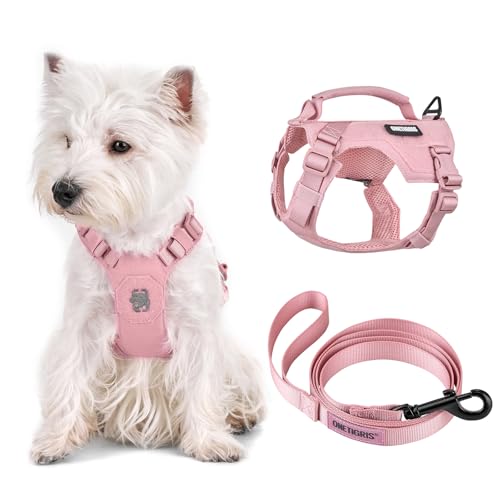 OneTigris 犬 ハーネス 小/中型犬に向け 引っ張り防止 喉に優しい 犬用胴輪 500Dナイロン 高い引裂強度と耐噛み性 名前タグを貼り付け可能 ミリタリー UTXクイックリリースバックル/Dリング2個 簡単着脱 耐腐食性 雨の日もOK 歩行補助ピ