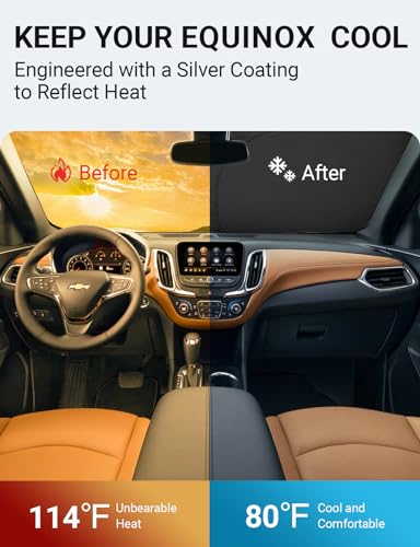 Image of Proadsy 2026 Upgrade Front Windshield Sun Shade Foldable Sun Shade Protector Custom Fit 2018-2025 Equinox Accessories
