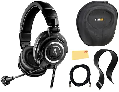 Audio-Technica ATH-M50XSTS StreamSet Streaming Headset - Black Bundle with Case, Stand, XLR Cable, and Austin Bazaar Polishing Cloth