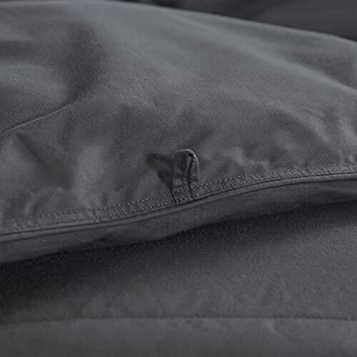 Feather Down Comforter Heavy Weight Queen Size Duvet Insert All Season, Sewn-Through Diamond Stitching Quilt with 8 Corner Tabs Deep Grey 90x90 Inches