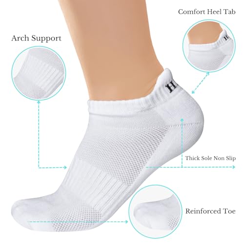 Hinze Women's Ultimate Comfort 6 Pairs Ankle Athletic Running Socks Low Cut Sports Tab Socks for Men and Women4