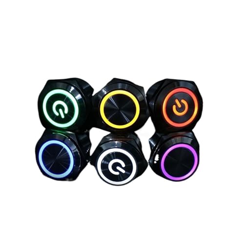 Bouton métallique RVB 19mm résistant à l'eau pour tableau de bord