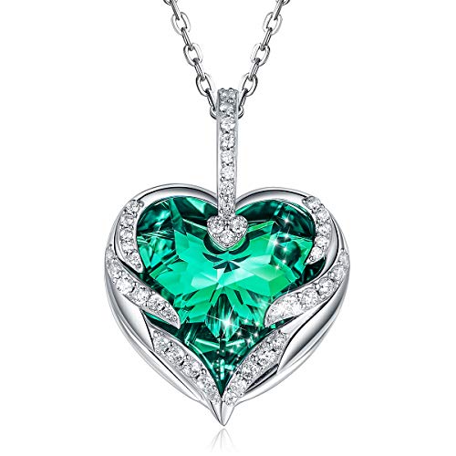 CRYSLOVE Collier Femme avec Pendentif Coeur d'Océan, Cristaux de Autriche, Collier Bleu Maman Cadeau de Bijoux pour le Jour de la Saint-Valentin Noël Anniversaire