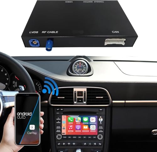 Road Top Wireless Carplay Android Auto for Porsche with PCM 3.0, for Cayenne/911/Cayman/Boxster 2008-2012 Year,Carplay Retrofit Kit Decoder, Support Mirrorlink, Reverse Camera