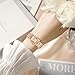 HOLSTOUR Watches for Women Vintage Bracelet White Roman Dial Rectangular Case Rose Gold Watch Waterproof with Tools