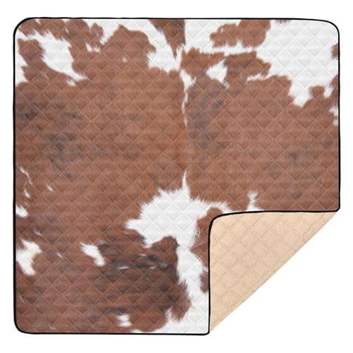 Cowhide Use Full Frame Large Stylish Baby Play Mat for Indoor Outdoor Portable Activity Gym Mat for Babies Infants Toddlers, 50'' x 50''