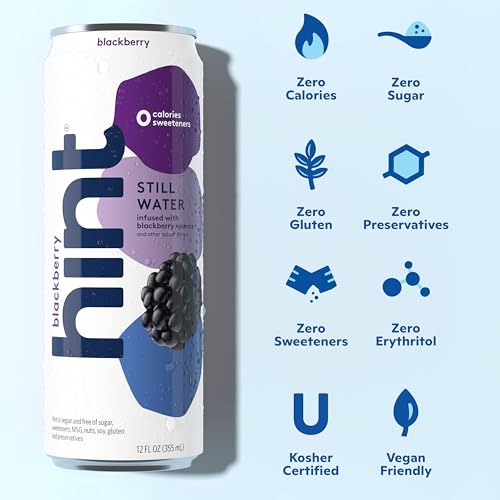 Image of Hint Fruit-Infused Canned Water, Blackberry - Purified Flavored Water with Zero Calories, Natural Flavors, and Sugar Free - 12 Fl Oz Cans (Pack of 24)