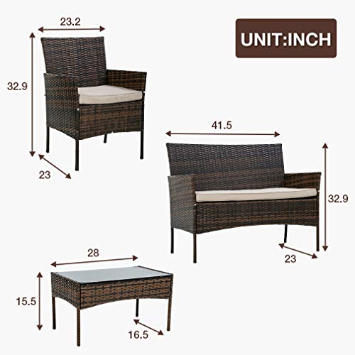 image for PayLessHere Patio Furniture 4 Pieces Outdoor Indoor Use Rattan Chairs 