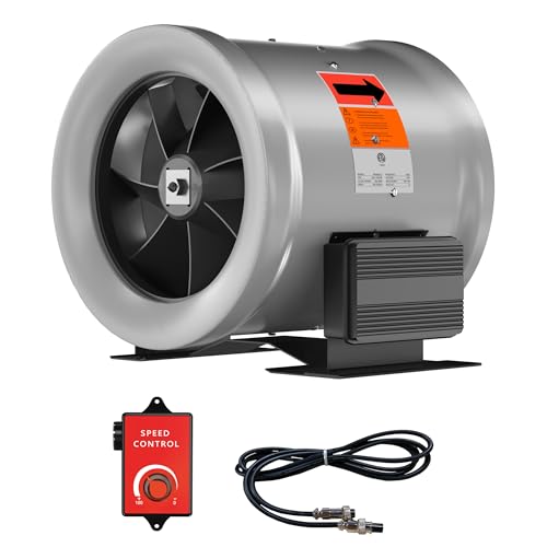 HYITO 12 inch Inline Duct Fan with Speed Controller Ventilation Exhaust Fan for Heating/Cooling Booster, Grow Tents, Hydroponics, with NSK/SKF Bearings, ETL Listed