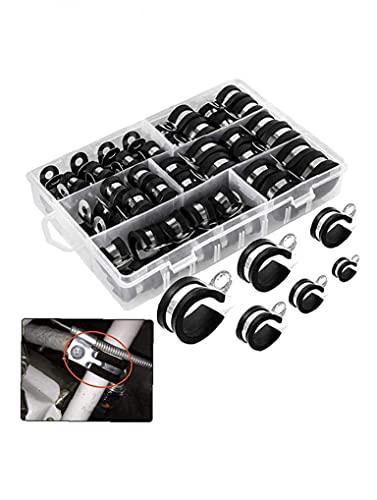 Kabelklemmen Assortiment Kit RVS Slangklem P-Clips met Rubber Kussen 52PCS - Image 4