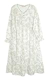 LA CERA Women's Flannel Gown Plus Size 1X Taupe Floral