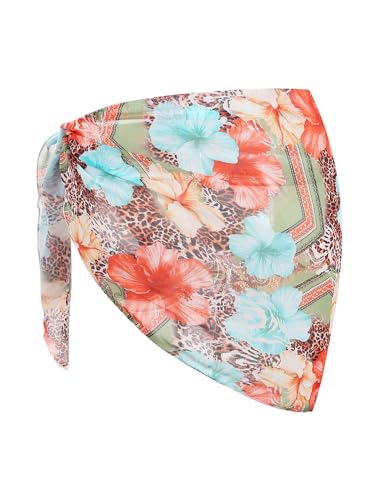 Image of ZAFUL Sarong Coverups for Women Beach Vacation Floral Print Tie Side Bathing Suit Cover Up Mini Skirt (15-Lily Multi, One Size)