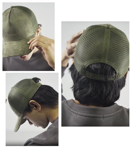 Image of Suede Mesh Back Baseball Caps for Men Women Trendy Trucker Hats Dad Hat Sports Hat Breathable Snapback Hats 2025