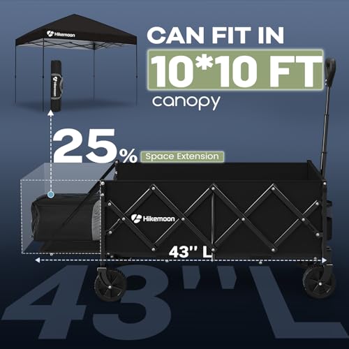 image for Hikemoon 43'' Extra Long Collapsible Wagon with Extended Tailgate, 360