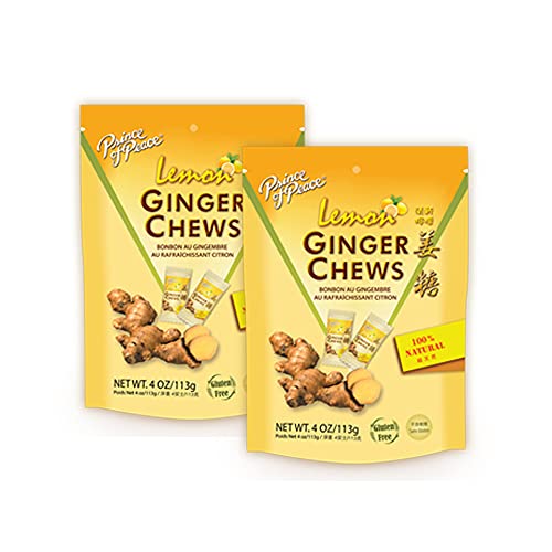 Prince of Peace Ginger Chews With Lemon, 4 oz. ? Candied Ginger ? Lemon Candy ? Lemon Ginger Chews ? Natural Candy ? Ginger Candy – 2 Pack