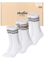 Studio Nolis Tennissocken Leo Streifen 3er Set Socken Damen Leo Print Crew Socks Stripes Leo Baumwolle gestreift Oekotex 100 (39-42, Leo Brown)
