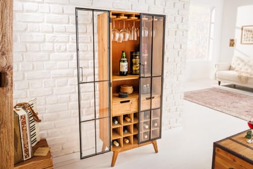 Riess Ambiente Massive Vitrine Seven SEAS 150cm Natur Pinie Industrial-Türen Metall Barschrank
