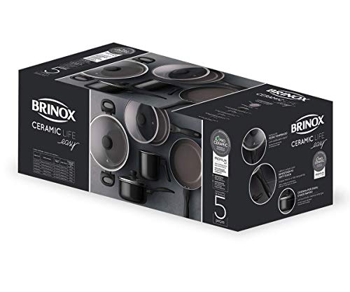 Jogo de Panelas 5 Peças Easy, Pro Ceramic Premium, Preto, Brinox