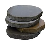 Splittprofi 4 Stück Trittplatte aus Naturstein grau braun ca. D= ca. 30cm Trittstein Stepstone rund 4 Stück Kanten gebrochen