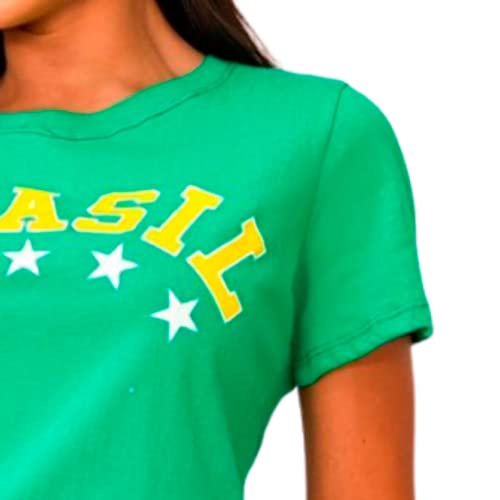 Camisa do Brasil Verde Feminina Camiseta Copa do Mundo 2022 Cor:Verde;Tamanho:Único - M (36 a 42) 4 Camisa do Brasil Verde Feminina Camiseta Copa do Mundo 2022 Cor:Verde;Tamanho:Único - M (36 a 42) - Imagem 4