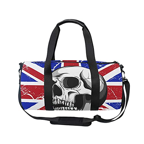 Sac de sport motif tête de mort avec drapeau de l'Angleterre - Sac de sport de voyage avec compartiment à chaussures et poche humide - Pour homme ou femme Cover