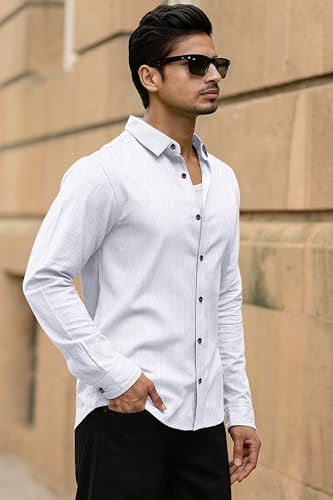 Image of Popcorn Textured Shirts for Men White L
