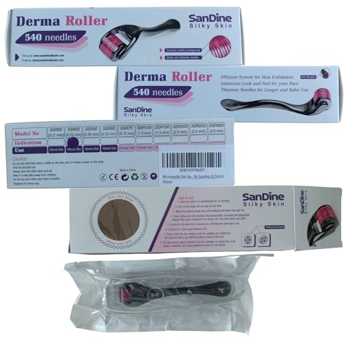 Derma Roller à Micro‑Aiguilles – Système de Soin 540 Micro‑Aiguilles – Idéal pour préserver Une Peau Jeune et éclatante – Titane pour Une Peau Soyeuse, Lisse et Belle – par Sandine (1mm) – vue 2