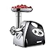 Geepas Electric Meat Grinder 1800W – Stainless Steel Meat Mincer & Sausage Stuffer, Food Grinding Mincing Machine with Kibbe – 3 Different Cutting Plates, Reverse Function, Plastic Housing (Black)