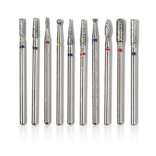 OUDQFCJ Fresas de diamante profesionales (10 piezas), Set para manicura y cuidado de uñas, Kit para eliminar cutículas