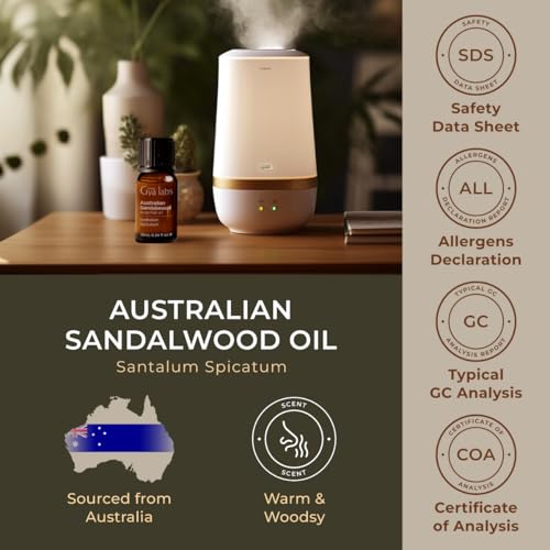 Image of 100% Pure Australian Sandalwood Essential Oil - 0.34 Fl Oz - Australian Sandalwood Oil for Hair, Skin, Diffuser, Aromatherapy & DIY Candle Making Scent