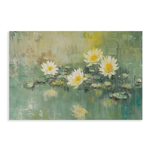 Toile nénuphar déco murale salon pour ambiance zen