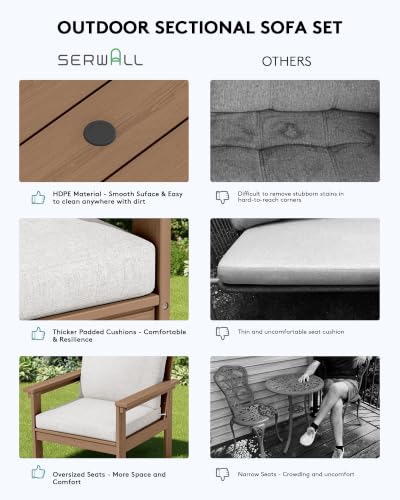 Image of SERWALL HDPE Outdoor Patio Furniture Set Outdoor Couch