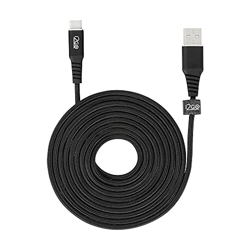 Cabo USB-C I2GO 2m 3A Nylon Trançado Preto - I2GO PRO
