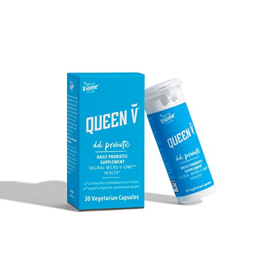 QUEEN V® DD Daily Probiotic Supplement, 3 Billion CFUs, Supports Vaginal, Digestive & Immune Health - Vegetarian Non GMO Gluten Free Capsules 30 Count Microbiome Friendly, Maintain Your V