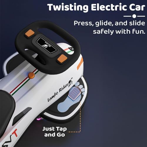 Image of StarAndDaisy Baby Swing /Magic Car for Kids Toys for 2-5 Years boy, with Acceleration Pedal & Rechargeable Battery, LED Light & Music, Twister car /Ride on Toy with Smoke & Backrest -Grey