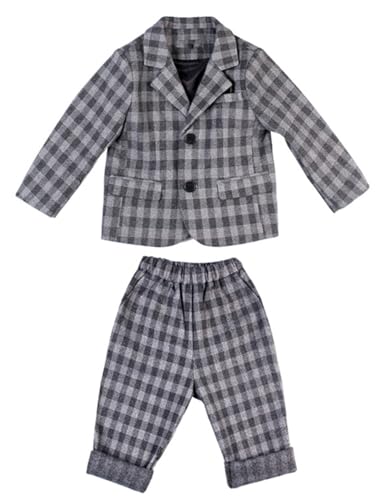 Costume deux pièces à carreaux pour garçon au design tuxedo élégant et finitions haut de gamme