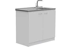 Pemberly Row White Modern Engineered Wood Napoles Utility Sink with Cabinet