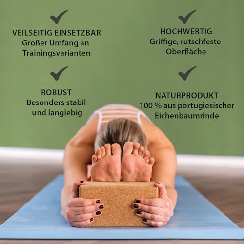ALPIDEX Kork Yogablöcke 2er / 4er Set 23 x 14 x 7,5 cm Yogaklotz E-Book – Ansicht 5