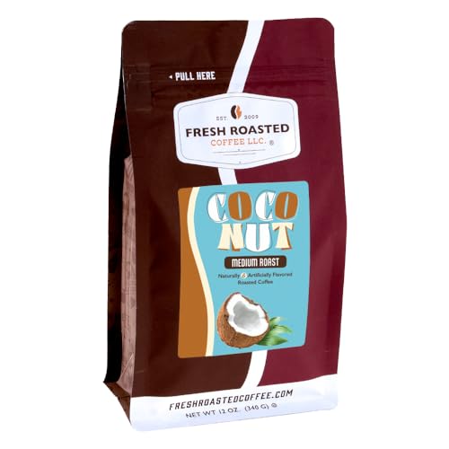 Image of Fresh Roasted Coffee, Coconut Flavored Drip Ground Coffee, Medium Roast, Kosher, 12 oz