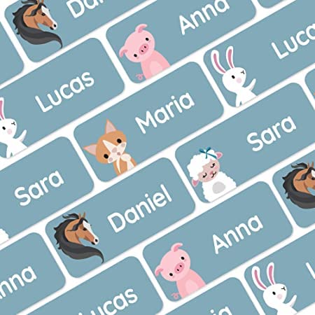 My Nametags® Award-Winning Name Stickers for Clothes & Items | 56 No-Iron, Washable Stick-On Tags for Babies, Kids & Adults | Pets Stickers (Blue)
