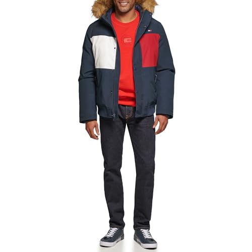 Image of Tommy Hilfiger Men's Arctic Cloth Quilted Snorkel Bomber Jacket (Standard and Big & Tall)