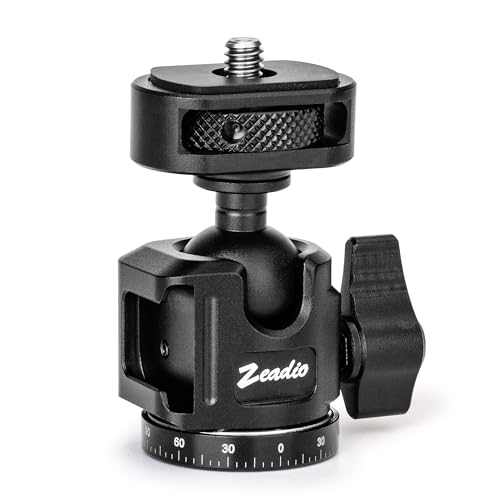 Zeadio Ball Head Mount with 1/4 & 3/8 Thread - 360° Panoramic Heavy Duty Metal Camera Mount Tripod Head for DSLR, Gimbal, Action Cam (Medium)