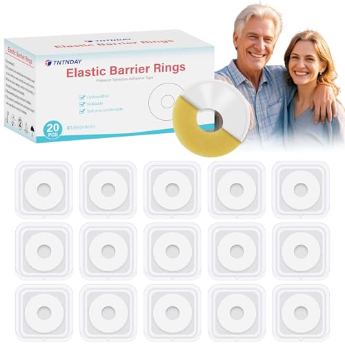 TNTNDAY 20PCS 4mm Moldable Ostomy Barrier Rings, Elastic Skin Extender Rings Outer Diameter 1.9Inch(48mm) Thickness, Medical Hydrocolloid Ostomy Bag Supplies, Better Seal No Leaking Barrier Rings