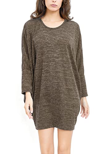 Van Der Rich ® - Longpullover Tunika Kleid im Oversize-Stil Einheitsgröße - Damen (Schokolade, One Size)